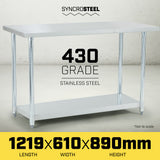 NNEDPE 430 Stainless Steel Work Bench 1219 x 610mm
