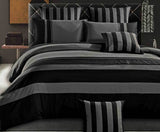 NNEDSZ Super King Size Grey Black Sriped Quilt Cover Set(3PCS)