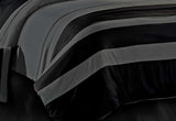 NNEDSZ Super King Size Grey Black Sriped Quilt Cover Set(3PCS)