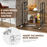 NNECW 2/3/4-Tier Industrial Folding Rolling Cart with Metal Frame for Kitchen-2-Tier