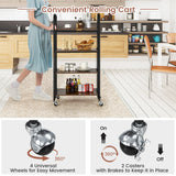 NNECW 2/3/4-Tier Industrial Folding Rolling Cart with Metal Frame for Kitchen-4-Tier