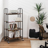 NNECW 2/3/4-Tier Industrial Folding Rolling Cart with Metal Frame for Kitchen-4-Tier