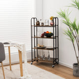 NNECW 2/3/4-Tier Industrial Folding Rolling Cart with Metal Frame for Kitchen-4-Tier