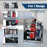 NNECW Golf Bag Storage Rack with Lockable Universal Wheels for Golfing Equipment