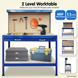 NNEDPE 2-Layered Work Bench Garage Storage Table Tool Shop Shelf Blue