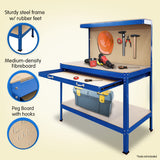 NNEDPE 2-Layered Work Bench Garage Storage Table Tool Shop Shelf Blue
