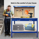 NNEDPE 2-Layered Work Bench Garage Storage Table Tool Shop Shelf Blue