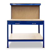 NNEDPE 2-Layered Work Bench Garage Storage Table Tool Shop Shelf Blue