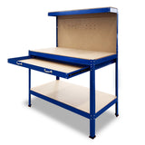 NNEDPE 2-Layered Work Bench Garage Storage Table Tool Shop Shelf Blue
