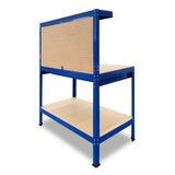 NNEDPE 2-Layered Work Bench Garage Storage Table Tool Shop Shelf Blue
