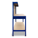 NNEDPE 2-Layered Work Bench Garage Storage Table Tool Shop Shelf Blue