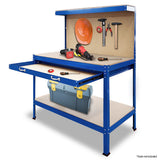 NNEDPE 2-Layered Work Bench Garage Storage Table Tool Shop Shelf Blue