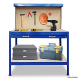NNEDPE 2-Layered Work Bench Garage Storage Table Tool Shop Shelf Blue