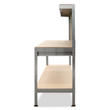 NNEDPE 2-Layered Work Bench Garage Storage Table Tool Shop Shelf Silver