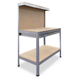 NNEDPE 2-Layered Work Bench Garage Storage Table Tool Shop Shelf Silver