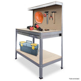 NNEDPE 2-Layered Work Bench Garage Storage Table Tool Shop Shelf Silver