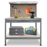 NNEDPE 2-Layered Work Bench Garage Storage Table Tool Shop Shelf Silver