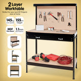 NNEDPE 2-Layered Work Bench Garage Storage Table Tool Shop Shelf