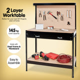 NNEDPE 2-Layered Work Bench Garage Storage Table Tool Shop Shelf