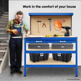 NNEDPE 3-Layered Work Bench Garage Storage Table Tool Shop Shelf Blue
