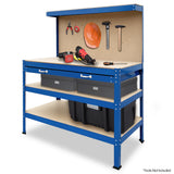 NNEDPE 3-Layered Work Bench Garage Storage Table Tool Shop Shelf Blue