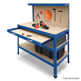 NNEDPE 3-Layered Work Bench Garage Storage Table Tool Shop Shelf Blue