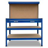 NNEDPE 3-Layered Work Bench Garage Storage Table Tool Shop Shelf Blue