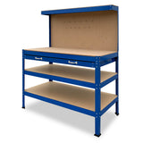 NNEDPE 3-Layered Work Bench Garage Storage Table Tool Shop Shelf Blue