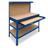 NNEDPE 3-Layered Work Bench Garage Storage Table Tool Shop Shelf Blue