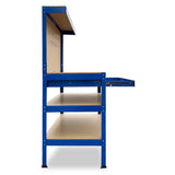 NNEDPE 3-Layered Work Bench Garage Storage Table Tool Shop Shelf Blue