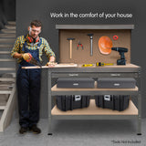 NNEDPE 3-Layered Work Bench Garage Storage Table Tool Shop Shelf Silver