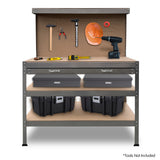 NNEDPE 3-Layered Work Bench Garage Storage Table Tool Shop Shelf Silver
