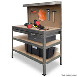 NNEDPE 3-Layered Work Bench Garage Storage Table Tool Shop Shelf Silver