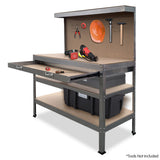 NNEDPE 3-Layered Work Bench Garage Storage Table Tool Shop Shelf Silver