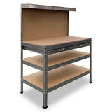 NNEDPE 3-Layered Work Bench Garage Storage Table Tool Shop Shelf Silver