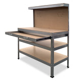 NNEDPE 3-Layered Work Bench Garage Storage Table Tool Shop Shelf Silver