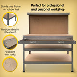NNEDPE 3-Layered Work Bench Garage Storage Table Tool Shop Shelf Silver
