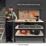 NNEDPE 3-layer Steel Work Bench Garage Storage Table Tool Shop Shelf Pegboard Drawer