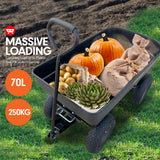 NNEDPE Garden Dump Cart Dumper Wagon Carrier Wheel Barrow  75L