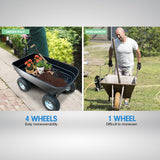 NNEDPE Garden Dump Cart Dumper Wagon Carrier Wheel Barrow  125L