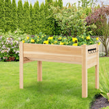 NNECW 80.5 cm High Elevated Wood Planter Box for Patio Backyard Balcony