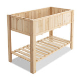 NNECW Wooden Raised Garden Bed with Bottom Shelf & Bed Liner for Plants
