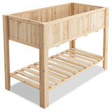 NNECW Wooden Raised Garden Bed with Bottom Shelf & Bed Liner for Plants