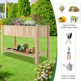 NNECW Wooden Raised Garden Bed with Bottom Shelf & Bed Liner for Plants