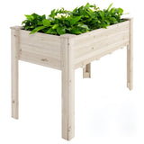 NNECW Wooden Elevated Planter Box with Bottom Liner for Garden