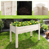 NNECW Wooden Elevated Planter Box with Bottom Liner for Garden