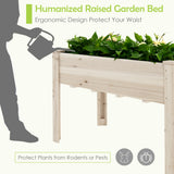 NNECW Wooden Elevated Planter Box with Bottom Liner for Garden