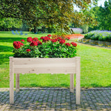 NNECW Wooden Elevated Planter Box with Bottom Liner for Garden