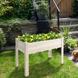 NNECW Wooden Elevated Planter Box with Bottom Liner for Garden