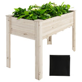 NNECW Wooden Elevated Planter Box with Bottom Liner for Garden